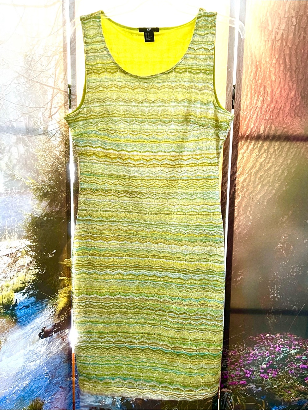 Missoni Style Green & Gold Shimmer Dress M
